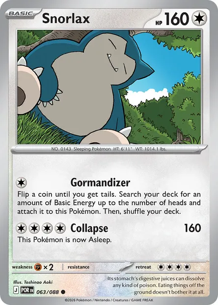 Snorlax, Pokémon card POR 063 — Perfect Order set