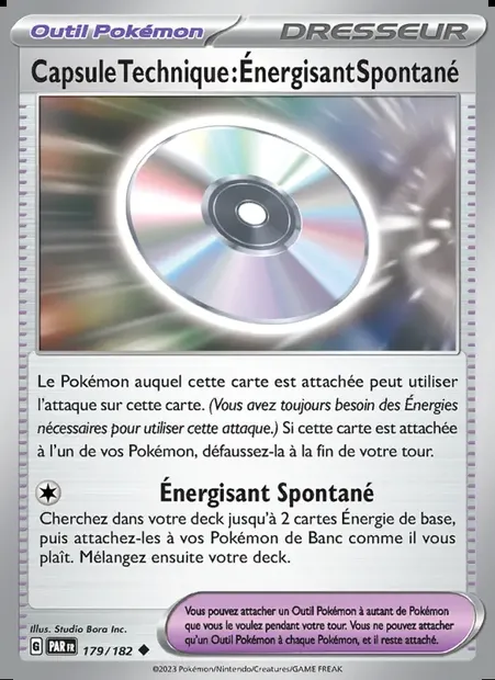 Capsule Technique : Énergisant Spontané, carte Pokémon PAR 179 — extension Faille Paradoxe