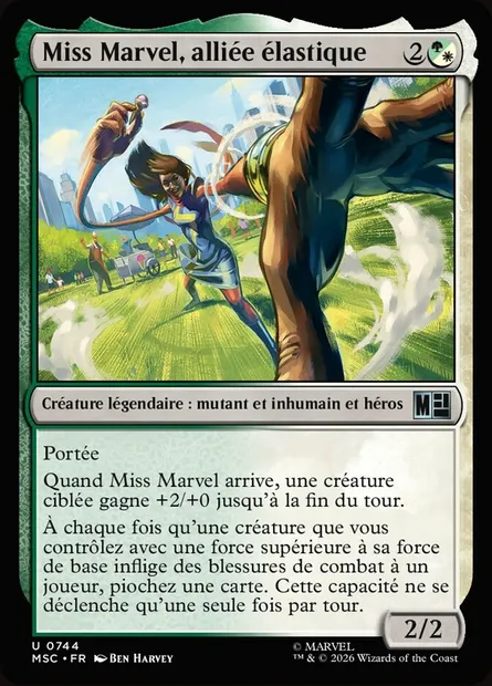 Miss Marvel, alliée élastique, carte Magic MSC 744 — extension Marvel Super Heroes Commander