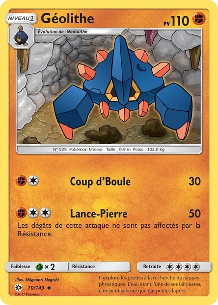 Géolithe, carte Pokémon SUM 70 — extension Soleil et Lune