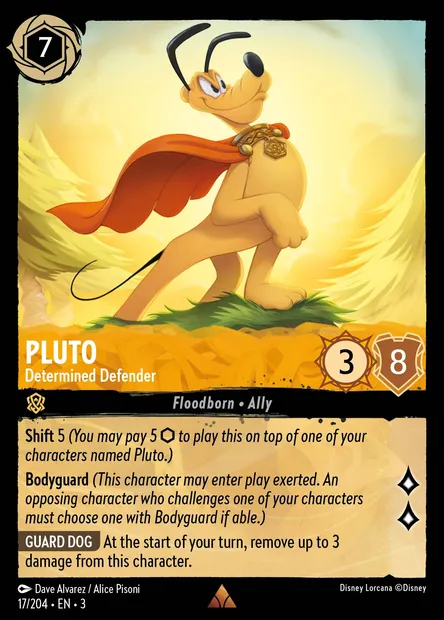 Pluto - Determined Defender, Disney Lorcana card CH3-017 — Into the Inklands set