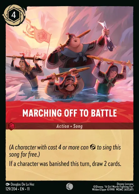Marching Off to Battle, Disney Lorcana card CH11-129 — Winterspell set