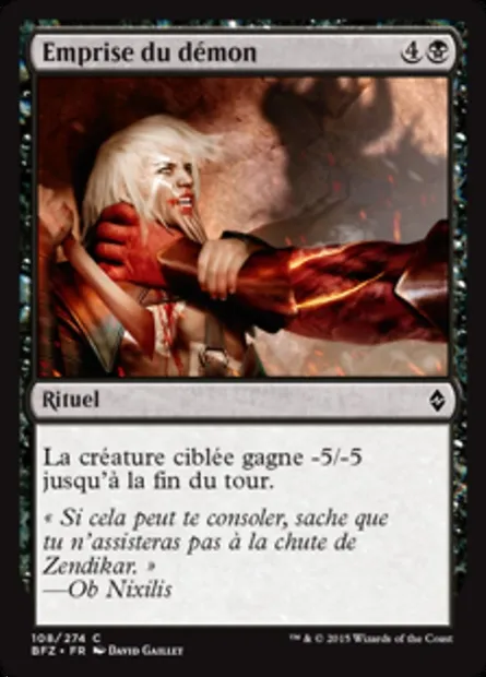 Emprise du démon, carte Magic BFZ 108 — extension La bataille de Zendikar