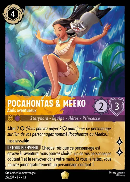 Pocahontas & Meeko - Amis aventureux, carte Disney Lorcana CH13-027 — extension Invasion Epineuse!