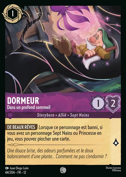 Dormeur - Dans un profond sommeil, carte Disney Lorcana CH12-044 — extension Contrées Inconnues