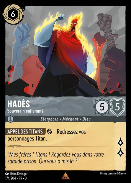 Hadès - Souverain enflammé, carte Disney Lorcana CH3-174 — extension Les Terres d'Encres