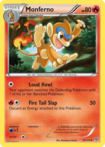 Monferno, Pokémon card PLS 16 — Plasma Storm set