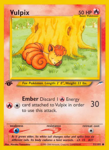 Vulpix, Pokémon card NDE 91 — Neo Destiny set