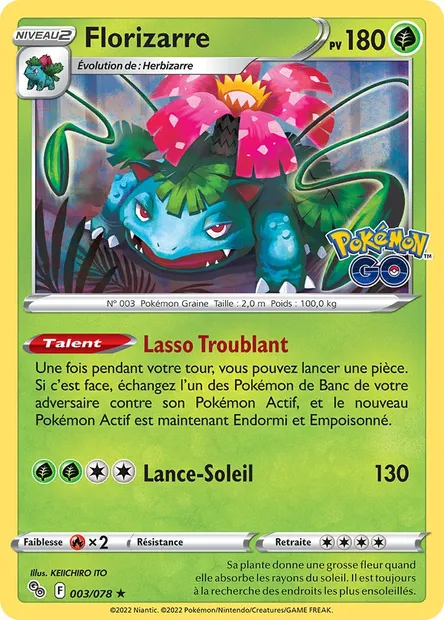 Florizarre, carte Pokémon PGO 003 — extension Pokémon GO