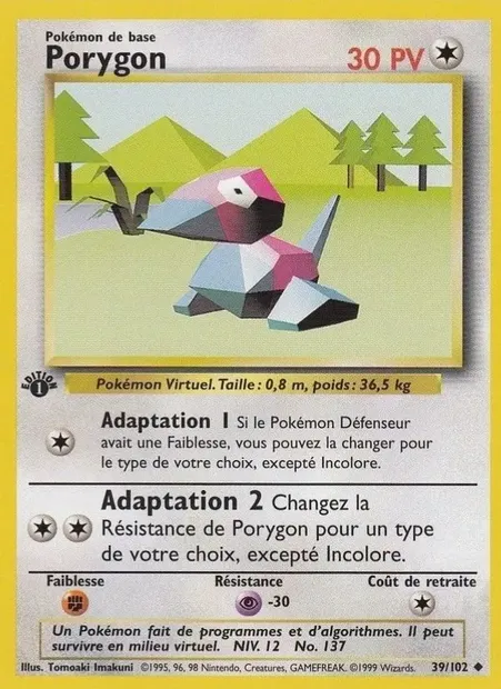 Porygon, carte Pokémon BS 39 — extension Set de Base