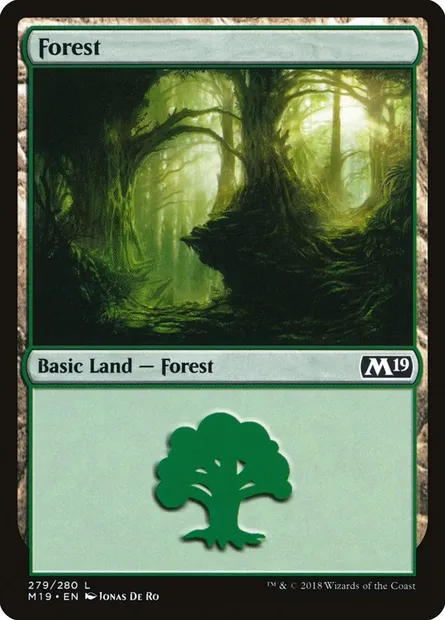 Forest, Magic card M19 279 — Core Set 2019 set