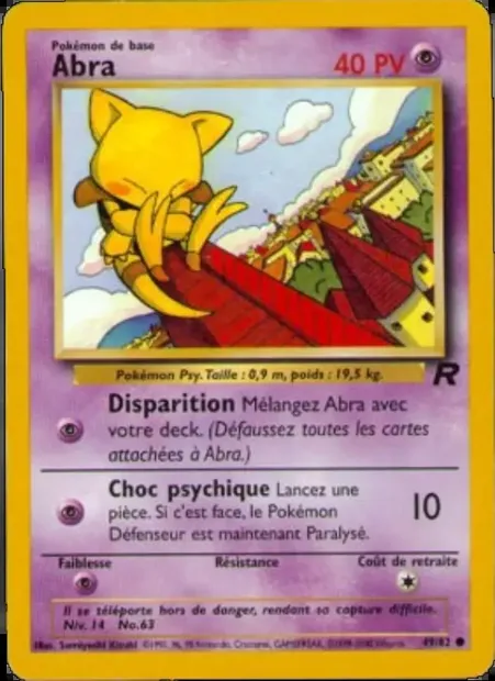Abra, carte Pokémon TR 49 — extension Team Rocket