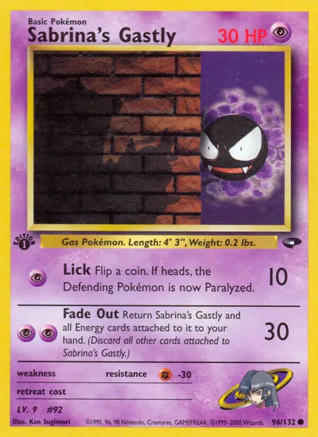 Sabrina's Gastly, Pokémon card GC 96 — Gym Challenge set