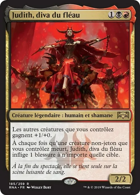 Judith, diva du fléau, carte Magic RNA 185 — extension L'allégeance de Ravnica