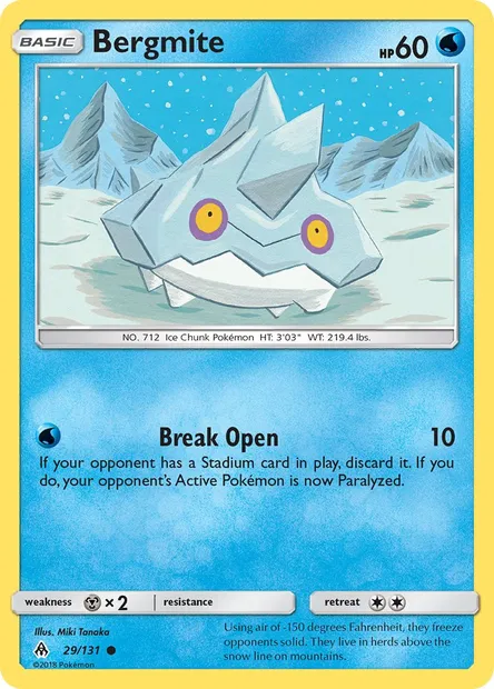 Bergmite, Pokémon card FLI 29 — Forbidden Light set