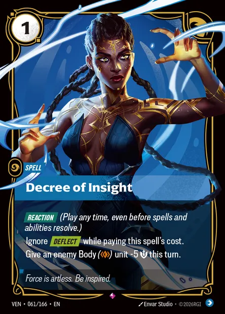 Decree of Insight, carte Riftbound VEN 061 — extension Vendetta