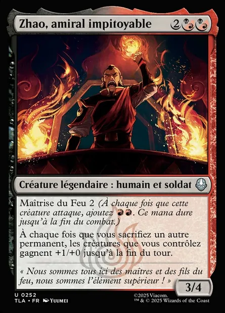 Zhao, amiral impitoyable, carte Magic TLA 252 — extension Avatar: The Last Airbender