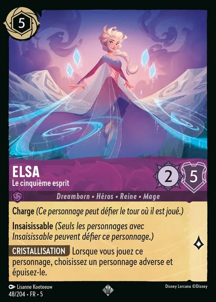 Elsa - Le cinquième esprit, carte Disney Lorcana CH5-048 — extension Ciel Scintillant