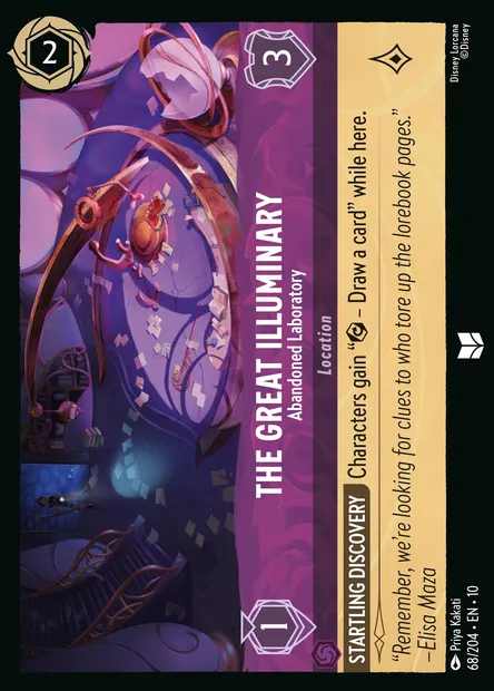 The Great Illuminary - Abandoned Laboratory, Disney Lorcana card CH10-068 — Whispers in the Well set