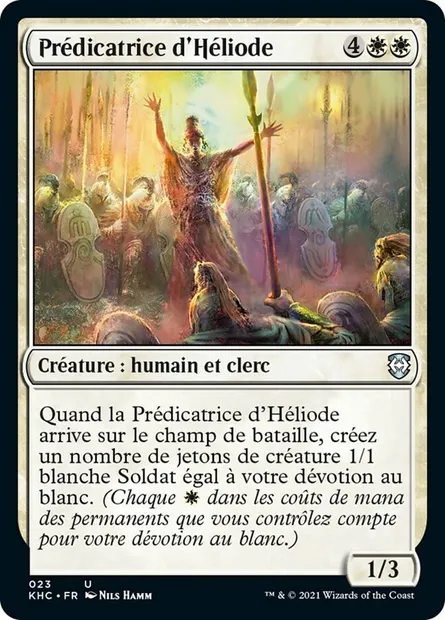 Prédicatrice d'Héliode, carte Magic KHC 23 — extension Kaldheim Commander