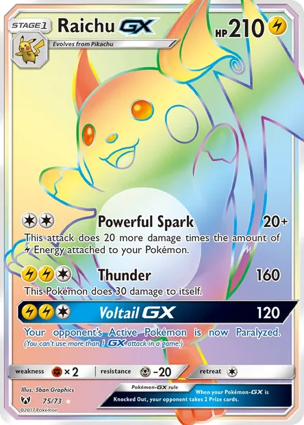 Raichu GX, Pokémon card SLG 75 — Shining Legends set