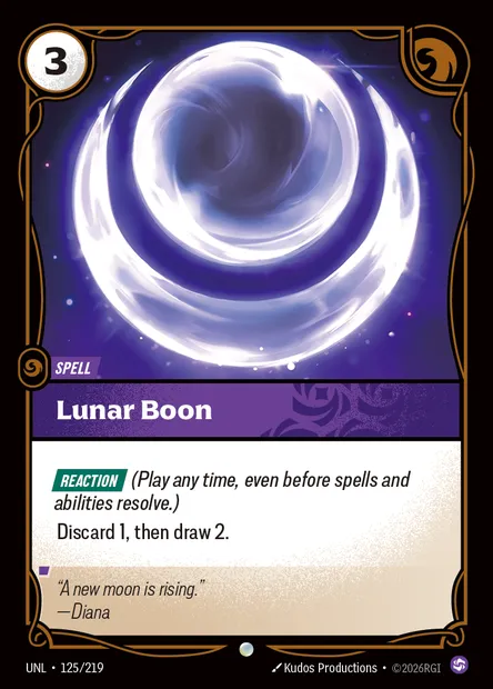Lunar Boon, Riftbound card UNL 125 — Unleashed set