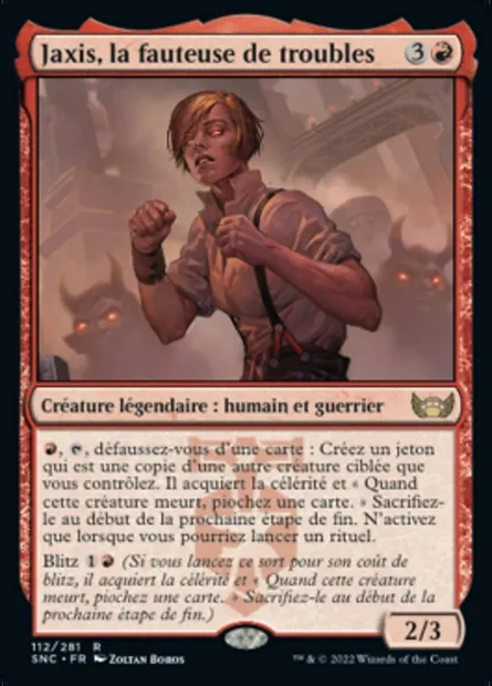 Jaxis, la fauteuse de troubles, carte Magic SNC 112 — extension Les rues de la Nouvelle-Capenna