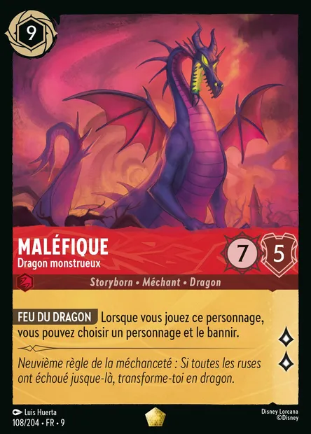Maléfique - Dragon monstrueux, carte Disney Lorcana CH9-108 — extension Fabuleux