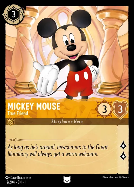Mickey Mouse - True Friend, Disney Lorcana card CH1-012 — The First Chapter set