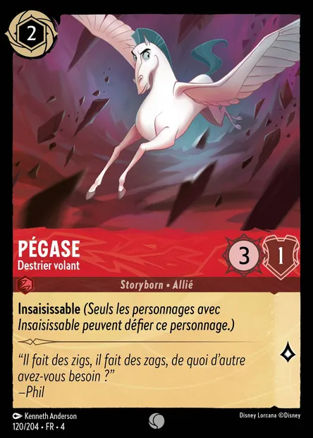 Pégase - Destrier volant, carte Disney Lorcana CH4-120 — extension Le Retour d'Ursula