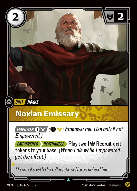 Noxian Emissary, carte Riftbound VEN 128 — extension Vendetta