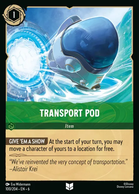 Transport Pod, Disney Lorcana card CH6-100 — Azurite Sea set