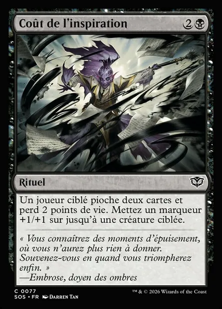Coût de l'inspiration, carte Magic SOS 77 — extension Secrets of Strixhaven