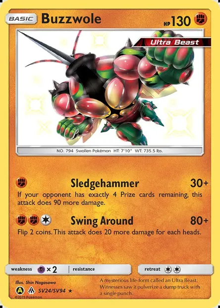 Buzzwole, Pokémon card SMA SV24 — Hidden Fates Shiny Vault set