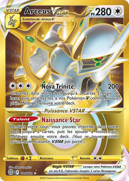 Arceus VSTAR, carte Pokémon BRS 184 — extension Stars Étincelantes