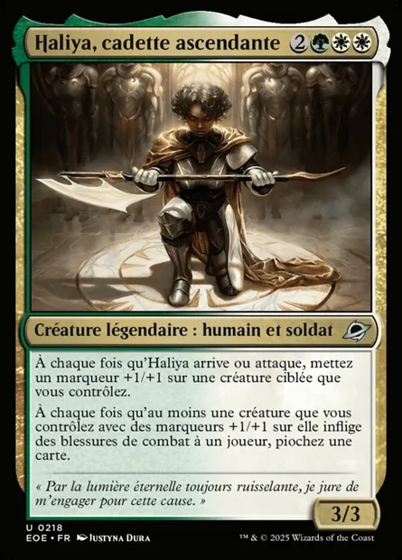 Haliya, cadette ascendante, carte Magic EOE 218 — extension Edge of Eternities