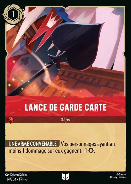 Lance de Garde carte, carte Disney Lorcana CH6-134 — extension La Mer Azurite