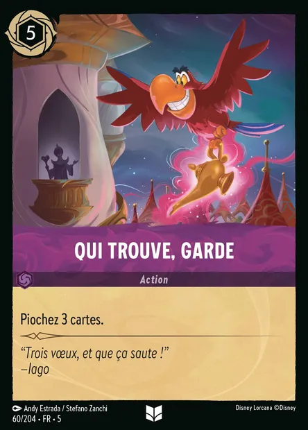 Qui trouve, garde, carte Disney Lorcana CH5-060 — extension Ciel Scintillant