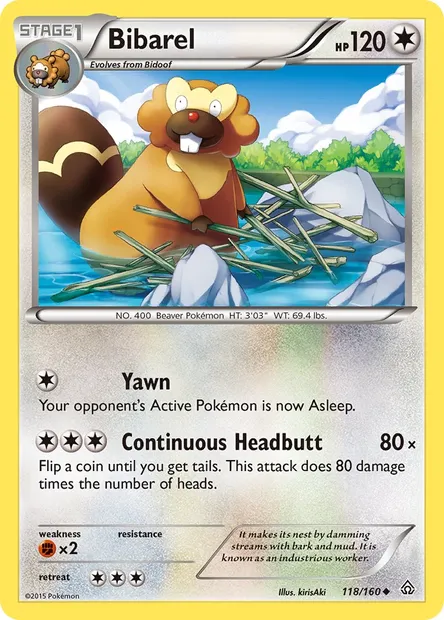 Bibarel, Pokémon card PRC 118 — Primal Clash set