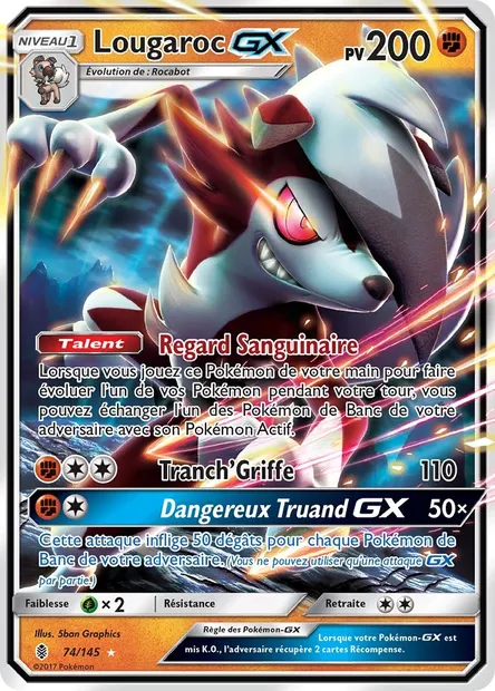 Lougaroc GX, carte Pokémon GRI 74 — extension Gardiens Ascendants