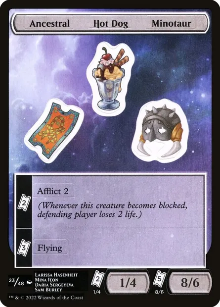 Ancestral Hot Dog Minotaur, Magic card SUNF 23 — Unfinity Sticker Sheets set