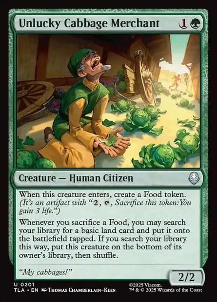 Unlucky Cabbage Merchant, Magic card TLA 201 — Avatar: The Last Airbender set
