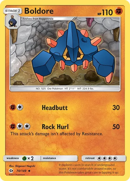 Boldore, Pokémon card SUM 70 — Sun & Moon set
