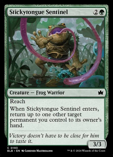 Stickytongue Sentinel, Magic card BLB 193 — Bloomburrow set