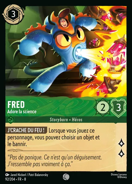 Fred - Adore la science, carte Disney Lorcana CH8-092 — extension Le Règne de Jafar