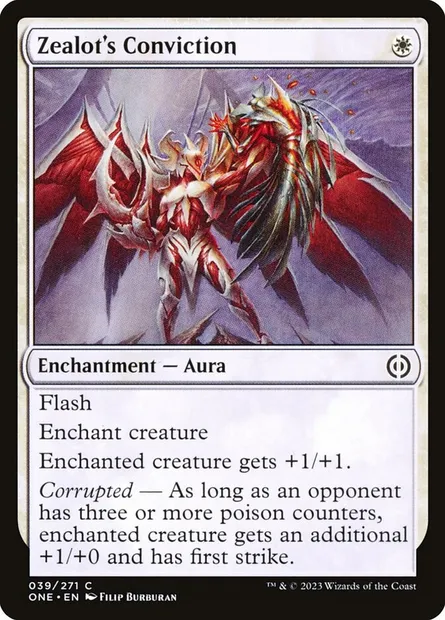 Zealot's Conviction, Magic card ONE 39 — Phyrexia: All Will Be One set
