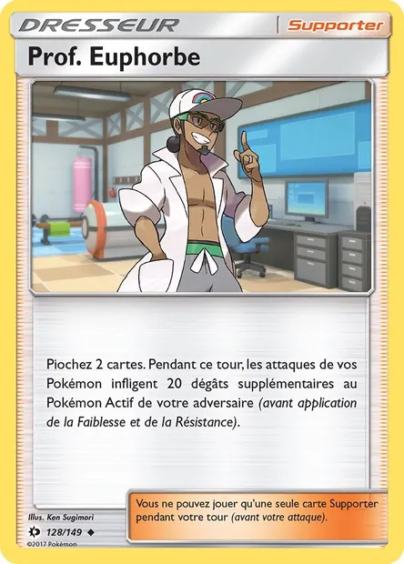 Prof. Euphorbe, carte Pokémon SUM 128 — extension Soleil et Lune