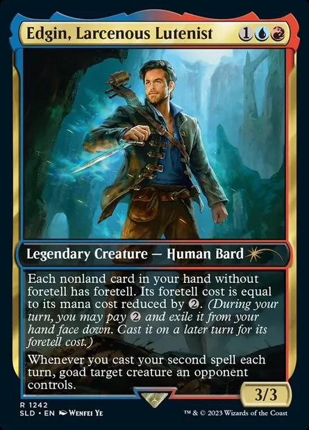 Edgin, Larcenous Lutenist, carte Magic SLD 1242 — extension Secret Lair Drop
