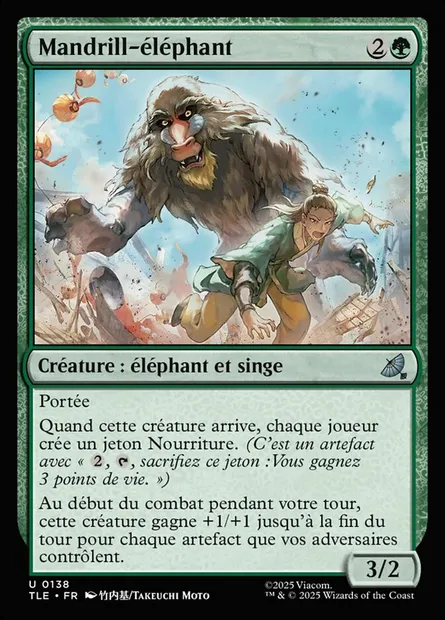 Mandrill-éléphant, carte Magic TLE 138 — extension Avatar: The Last Airbender Eternal