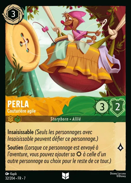 Perla - Couturière agile, carte Disney Lorcana CH7-032 — extension L'île d'Archazia